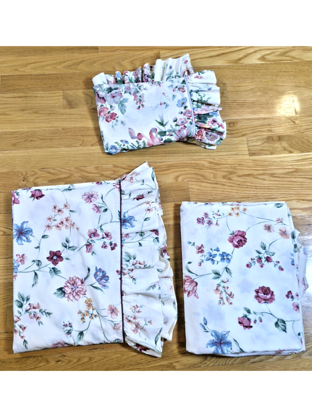 Croscill VTG Twin Ruffled Floral Sheet Set Sham Cottagecore Granny Chic